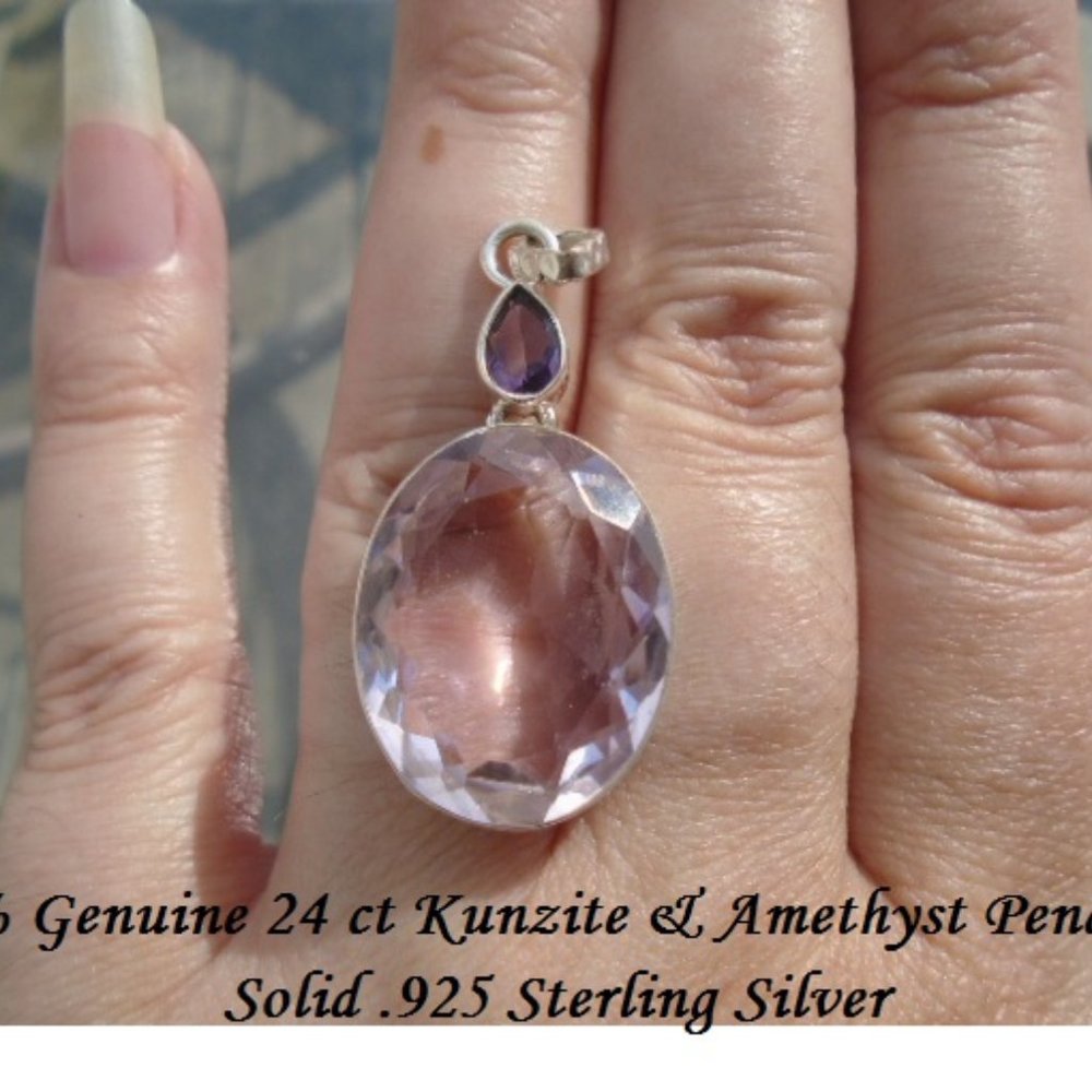 Kunzite & Amethyst Pendant 24 cts